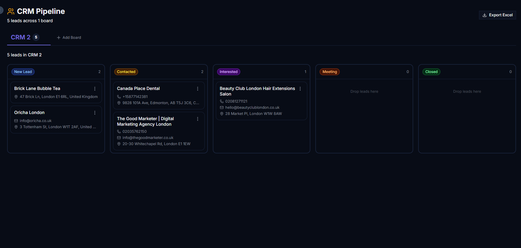 LeadTaro CRM pipeline for organizing prospects