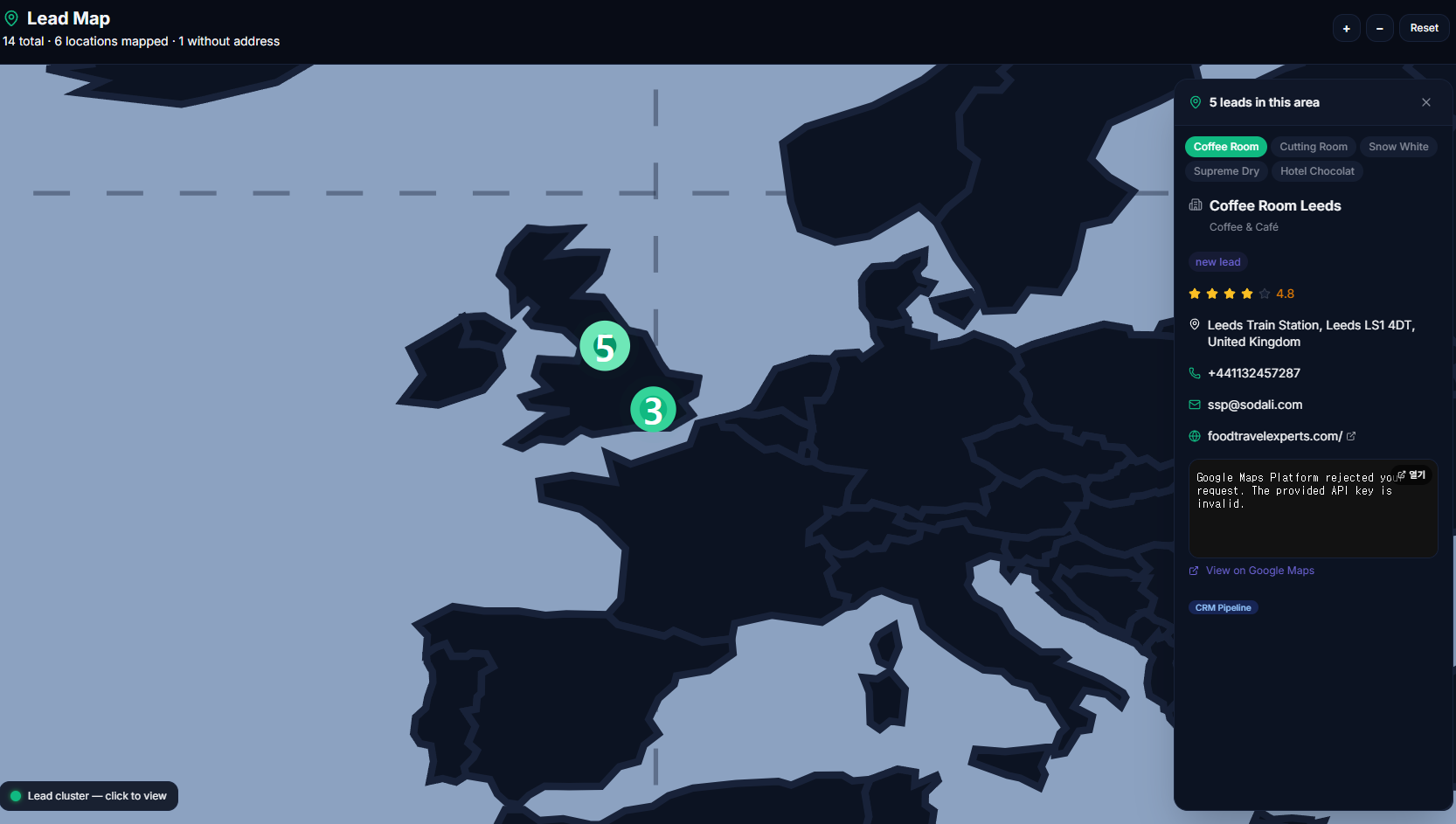 LeadTaro interactive world map of saved leads